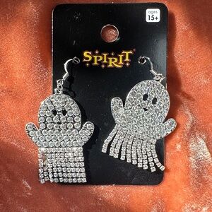Women’s Spirit Silver Ghost Earrings with Sparkle